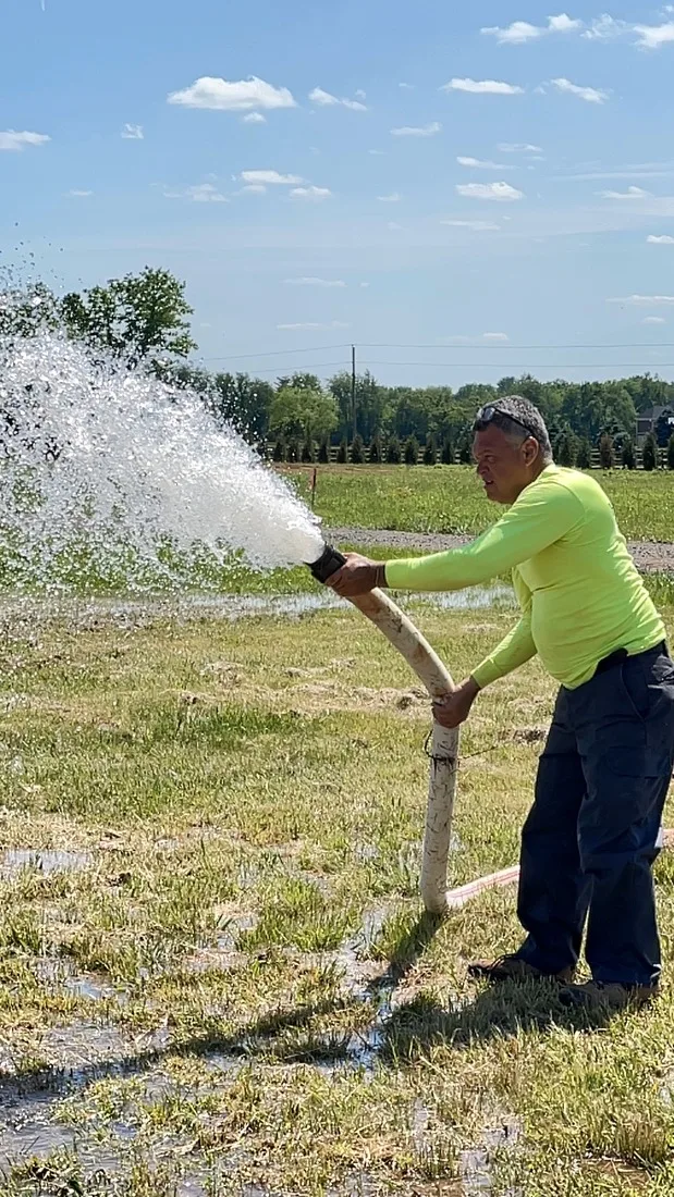 New well being flushed until the water runs clear