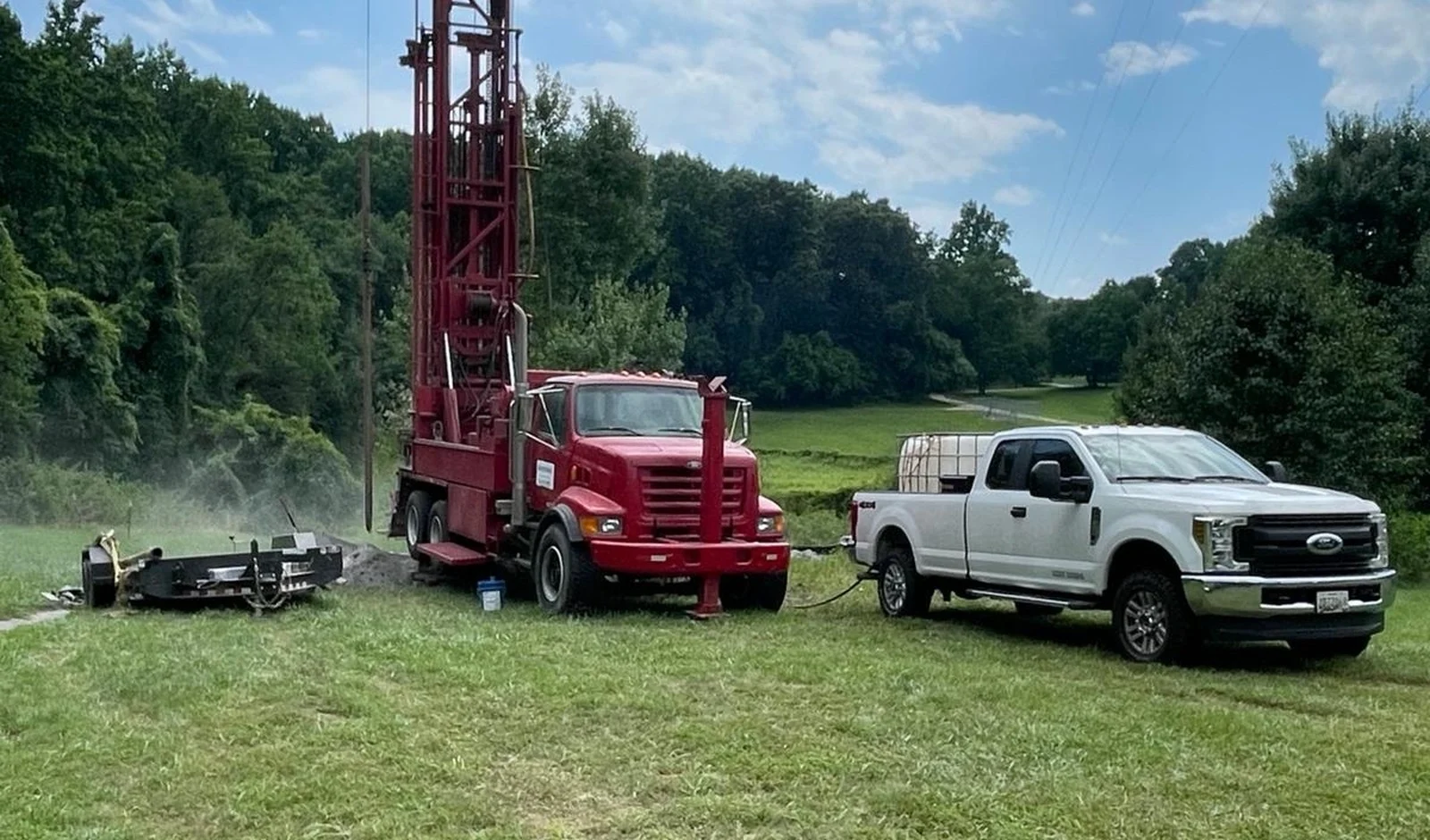 HydroWells drill rig drilling a residential water well in Maryland